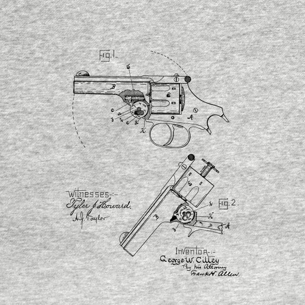 Revolving Firearm Vintage Patent Hand Drawing by TheYoungDesigns